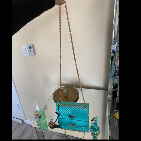 Nwt beautiful aqua chain purse handbag - Picture 2 of 5